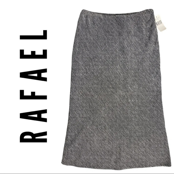 Rafael Lined Straight Skirt  Maxi Black White Size Large NWT - Picture 1 of 9